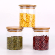 High quality 17oz borosilicate glass jar with bamboo lid storage glass jar